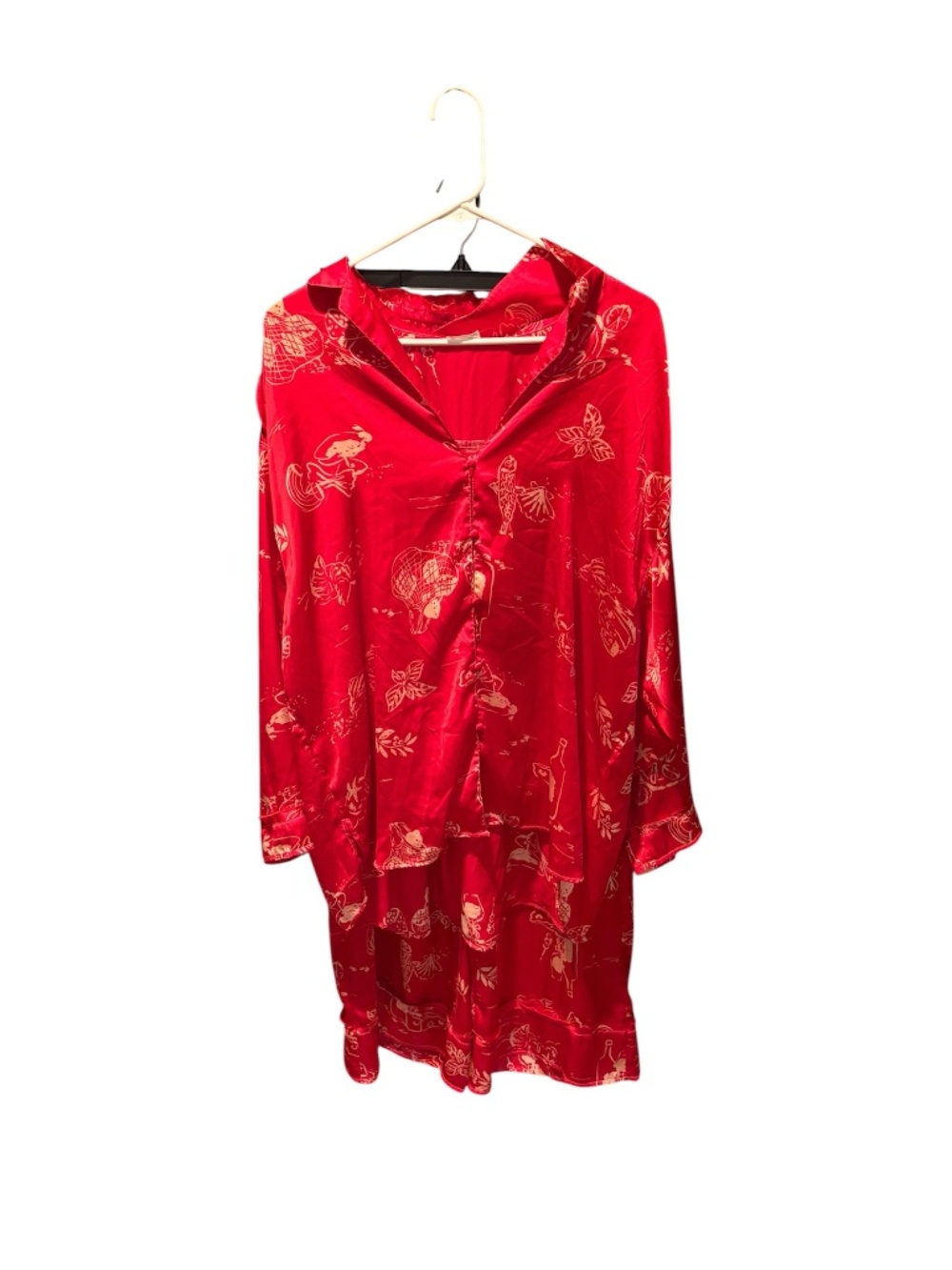 Free People Intimately 2 Piece Koi Print Pajama Set Red Medium
